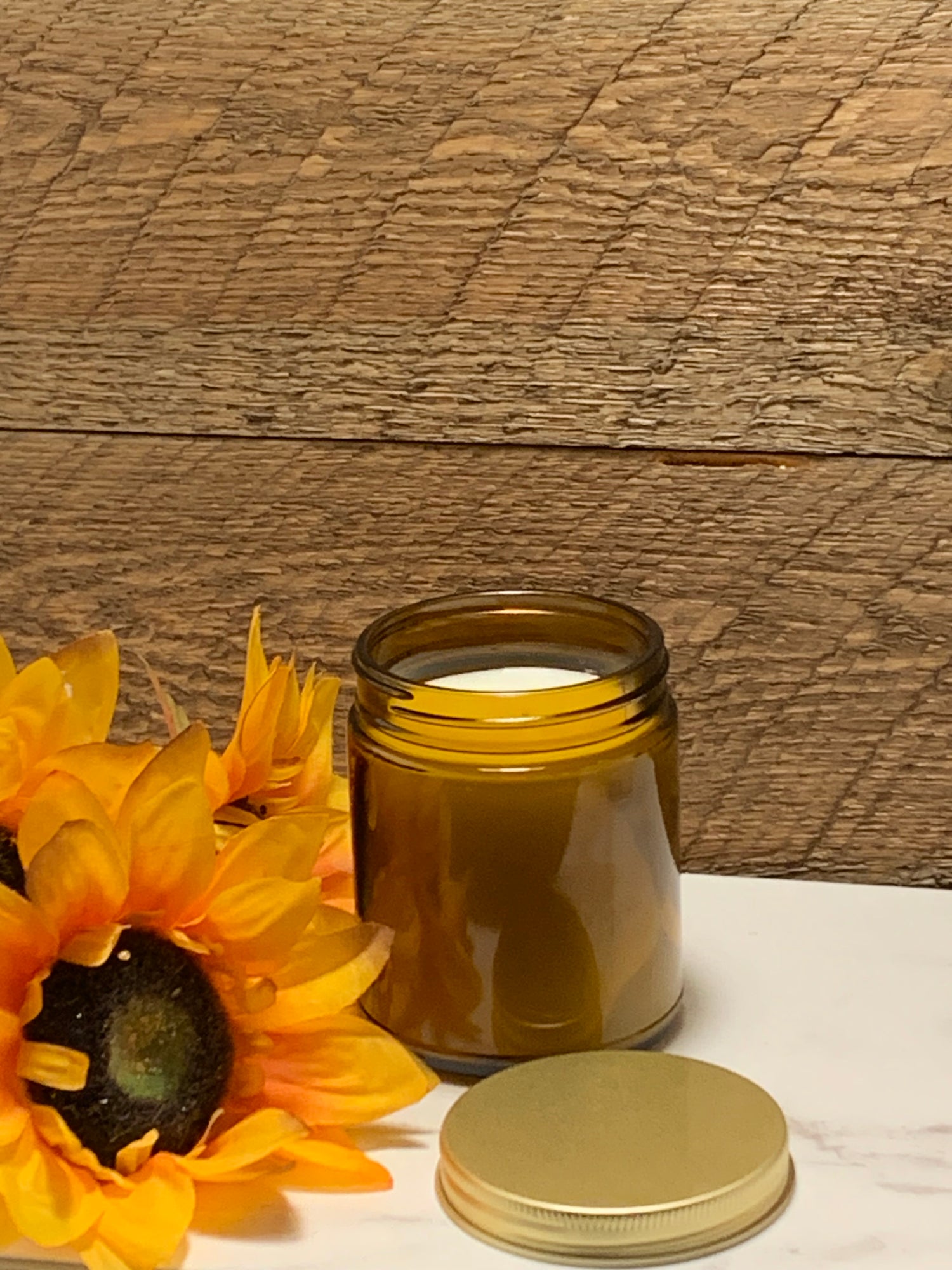 Amber Joy Jar with Sunflower 