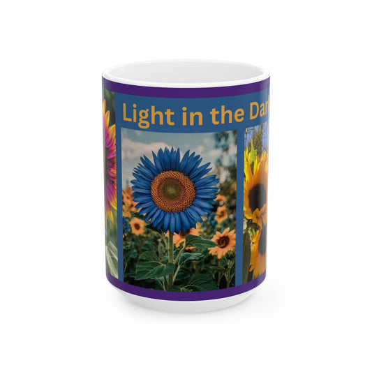 Ceramic Mug, Sunflowers, Light in the Darkness, (15oz)