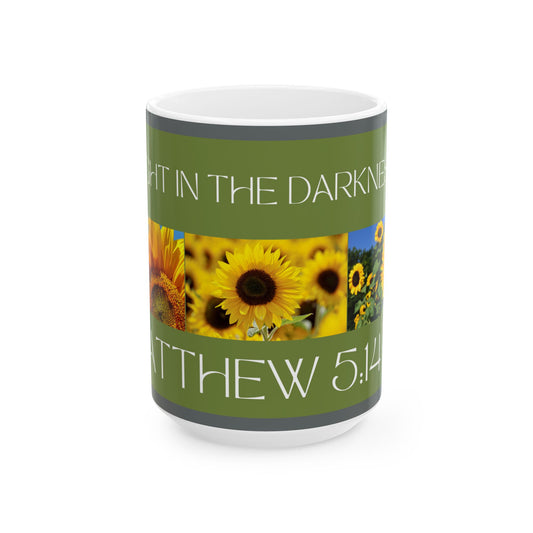 Ceramic Mug, Green, Matthew 5:14-17, (15oz)